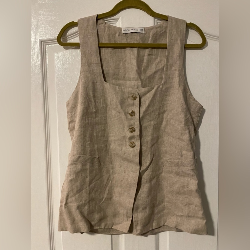 Linen Button-Down Vest